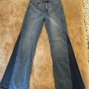 GAP Two-Tone Blue Flare Jeans with Dark Side Panels
